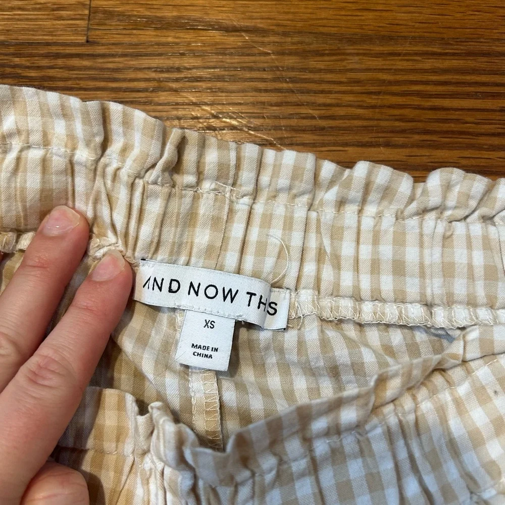 Wide Leg Gingham Pants in Cream - Picture 6 of 10